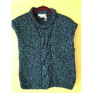 Evan Picone Ribbed Cabled Center Pure Wool Top M